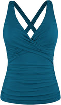 Hilor Women's Underwire Tankini Top with Tummy Control - Sexy V Neck