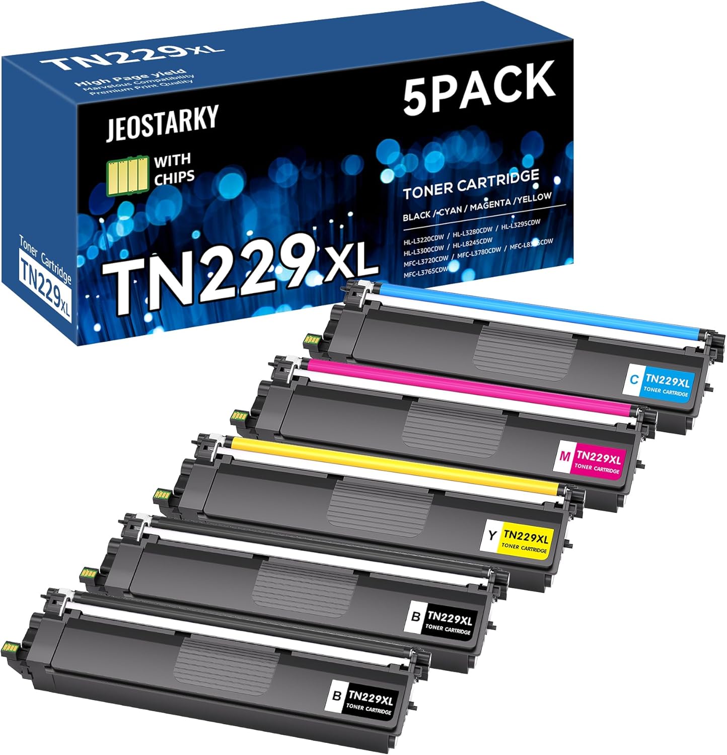 High Yield TN229XL Toner 5-Pack for Brother Printers