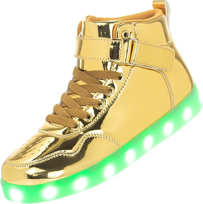 Kids LED Light Up High Top Cool USB Rechargeable Flashing Shoes 55ft60