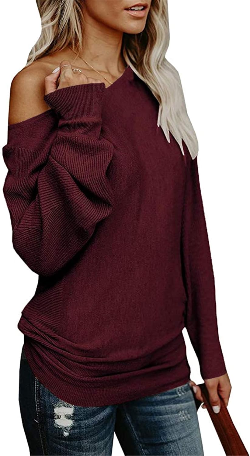 UMEKO Womens Off The Shoulder Sweater for Stylish Comfort