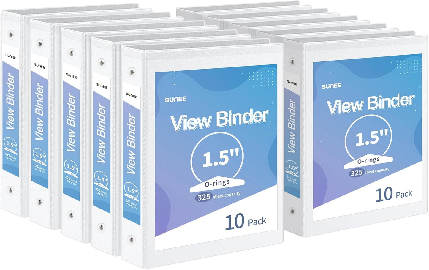 SUNEE 1.5 Inch Clear View Binder 10 Pack for School and Office