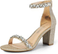 DREAM PAIRS Women's Chunk Low Heel Pump Sandals - Sparkle & Comfort