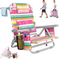 Adjustable 5-Position Beach Chair with Cooler Bag and Pillow