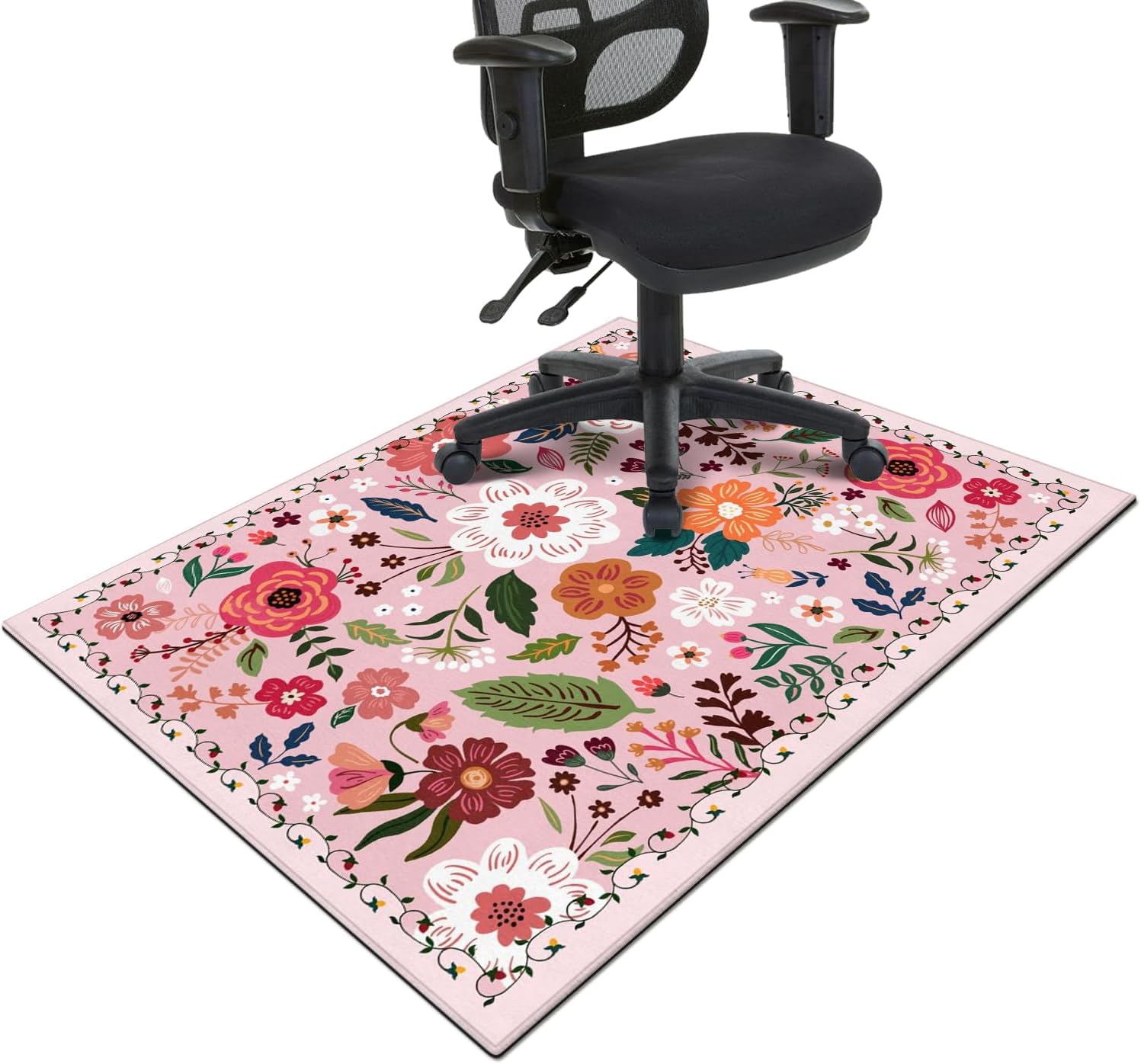 Boho Floral Chair Mat - Non-Slip Floor Protector
