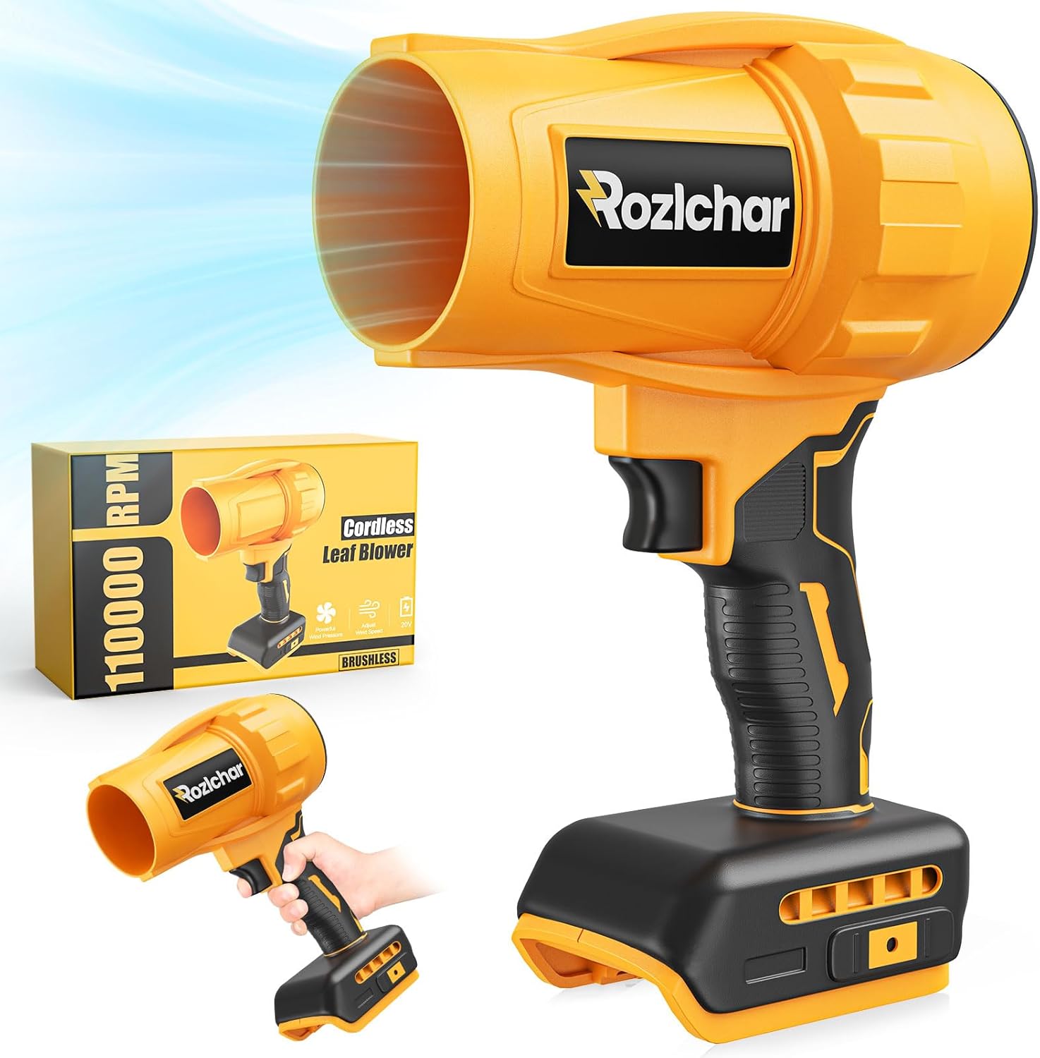 Rozlchar Cordless Leaf Blower: Powerful 125-MPH Turbo Jet