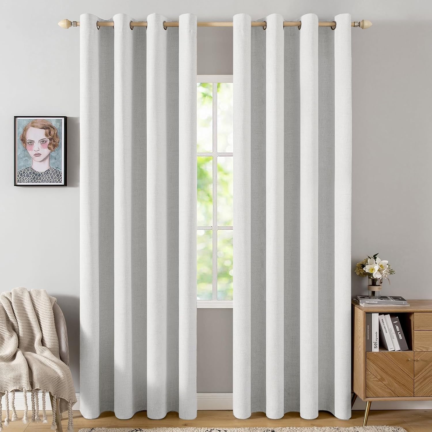 MIULEE Linen Textured Blackout Curtains for Bedroom & Living Room