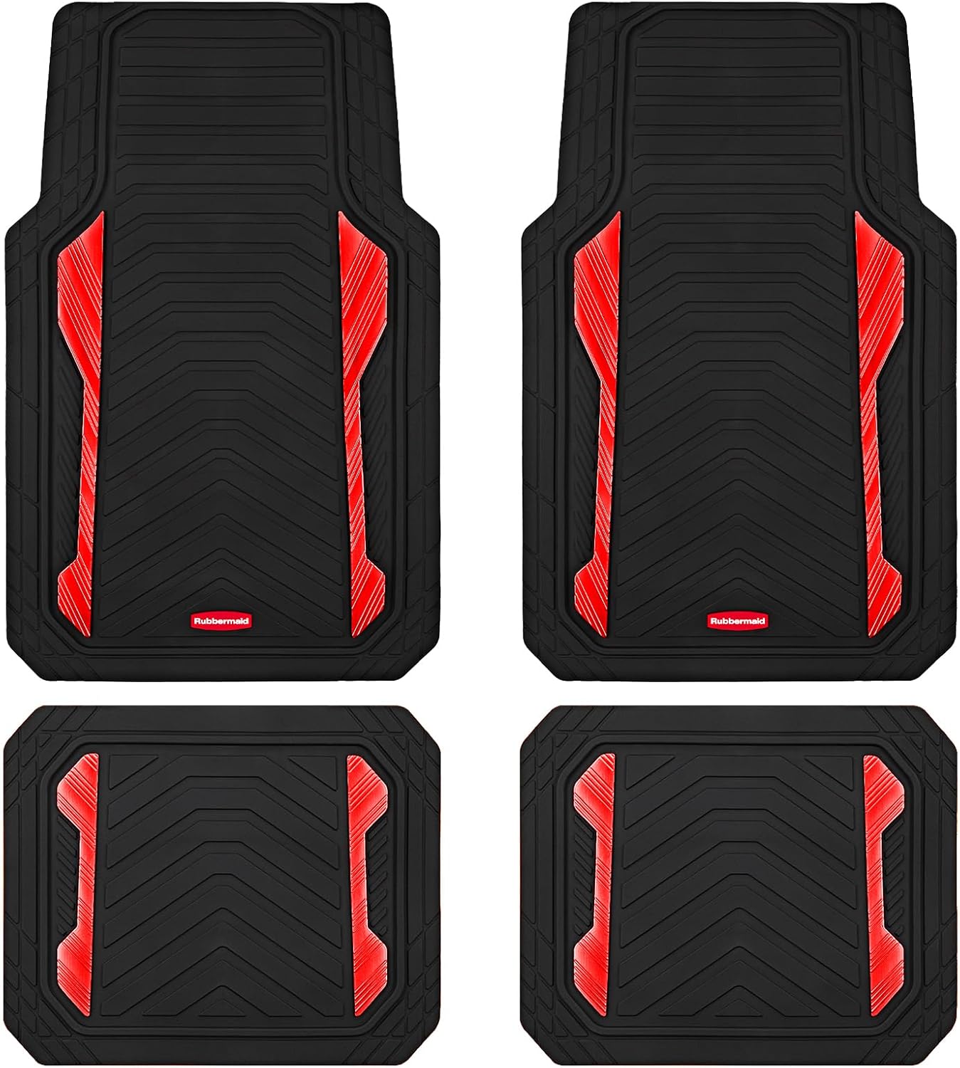 Heavy Duty All-Weather Car Mats with Red Aluminum Inserts