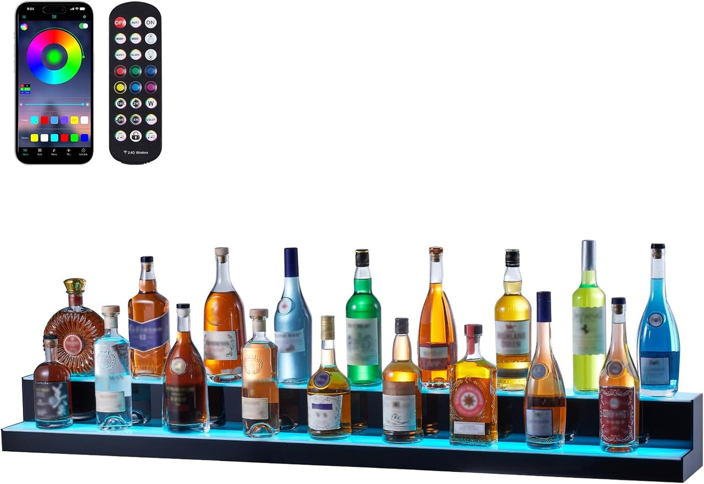 VEVOR LED Lighted Liquor Bottle Display for Home Bar Shelf