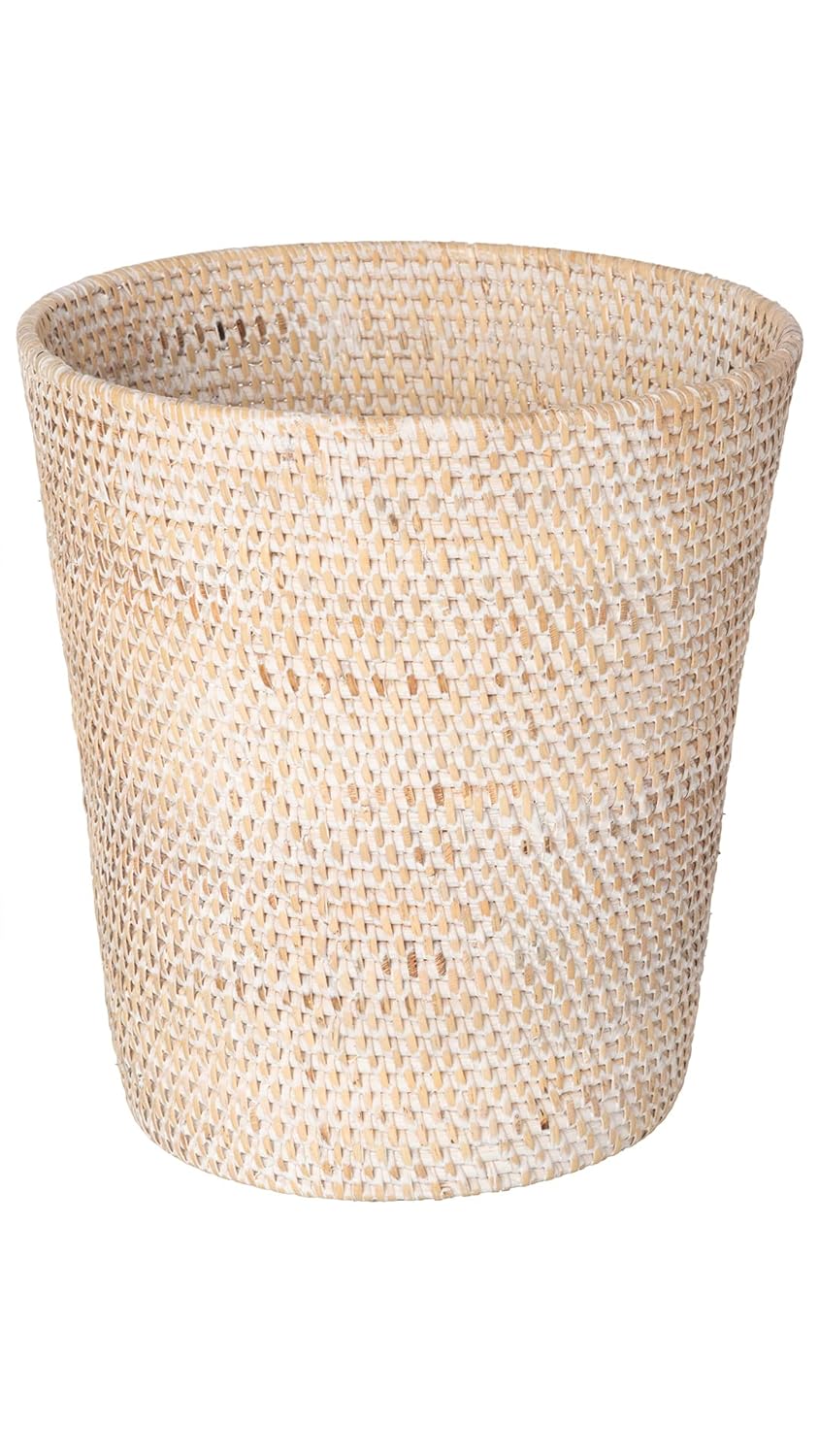 Kouboo Loma Round Rattan Paper Waste Basket for Home Use