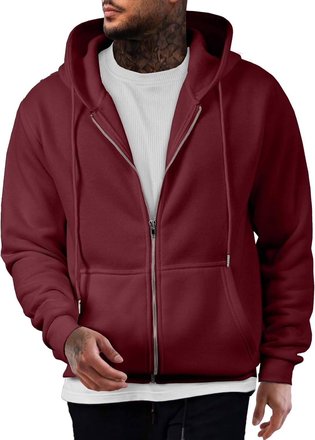 JMIERR Mens Full Zip Casual Cotton Hooded Fleece Sweatshirt