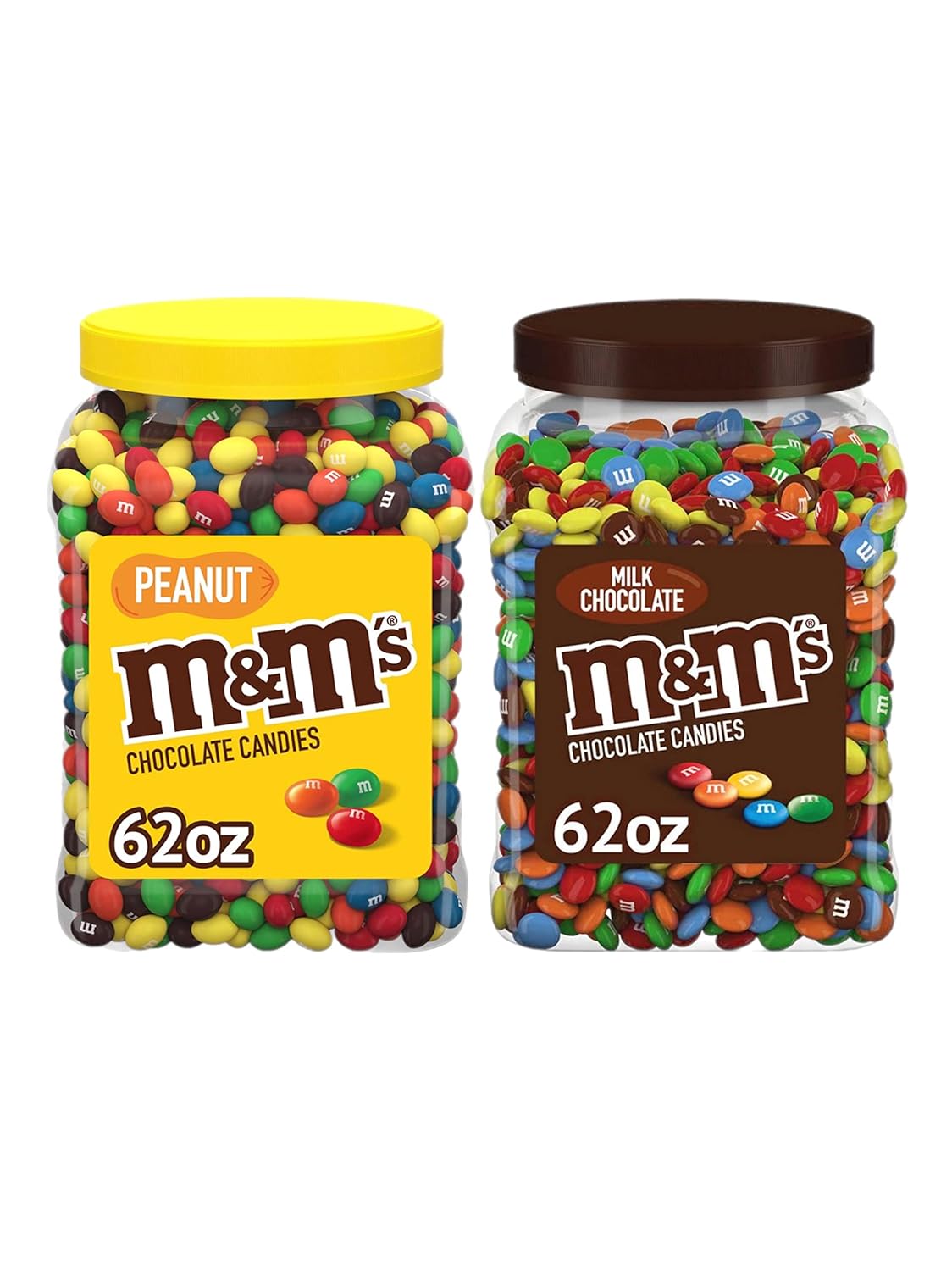 M&M's Chocolate Peanut and Milk Chocolate Jars - 62oz Each