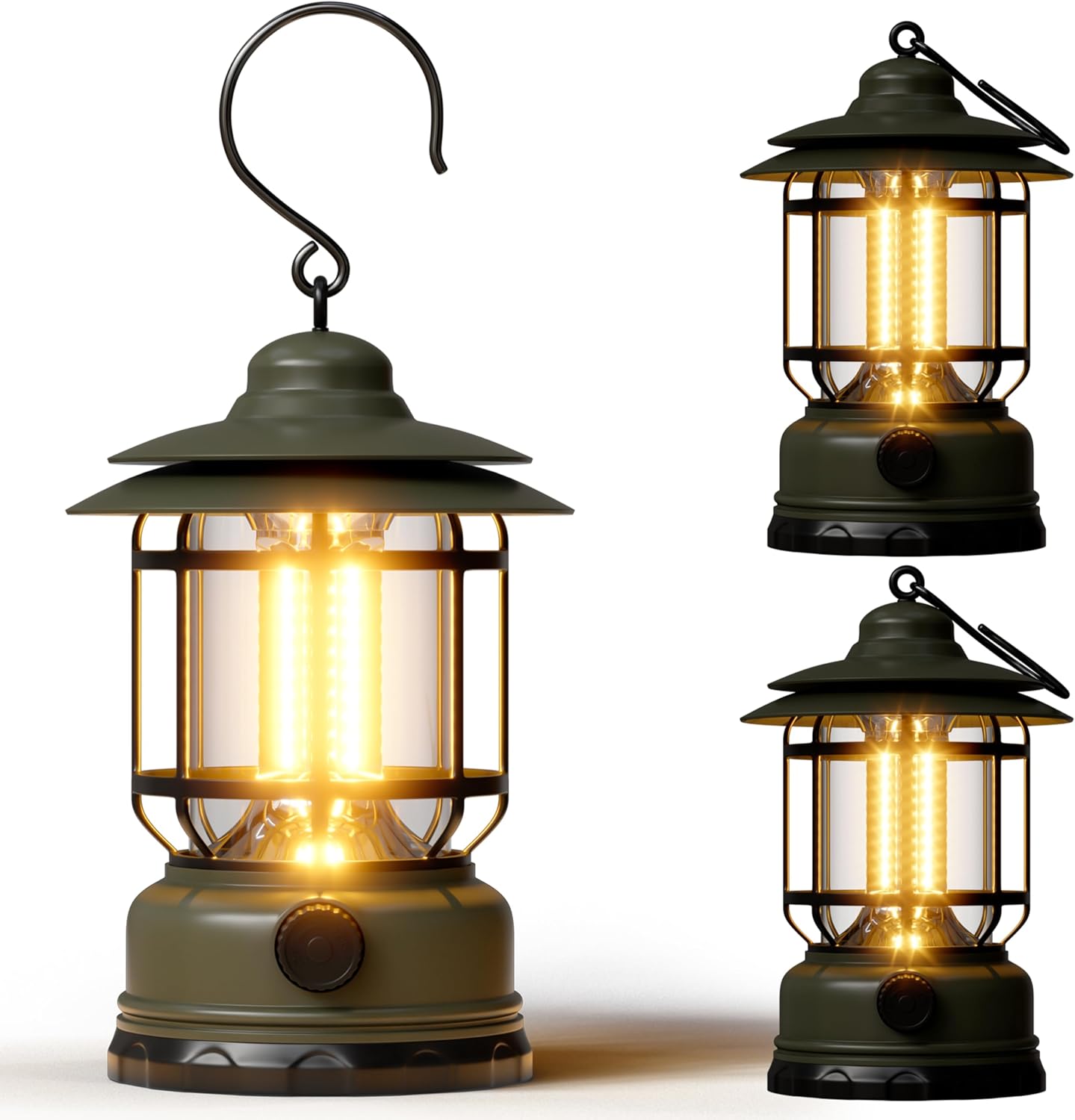 Portable Dimmable LED Camping Lanterns - 3 Pack