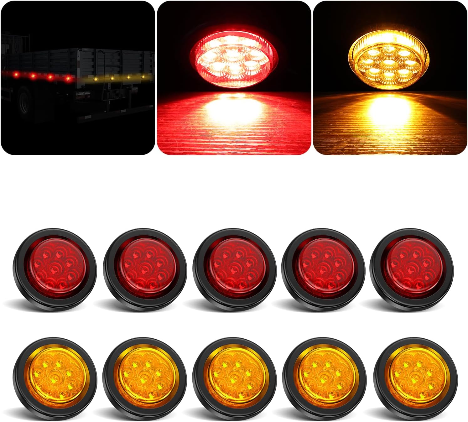 10Pcs 2 Inch LED Trailer Marker Lights for Trucks and RVs