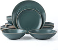 Speckle Matte Green Round Stoneware 16pc Dinnerware Set for 4