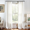 Off White Linen Blend Curtains 96 in Length 2 Panels - Soft Semi Sheer