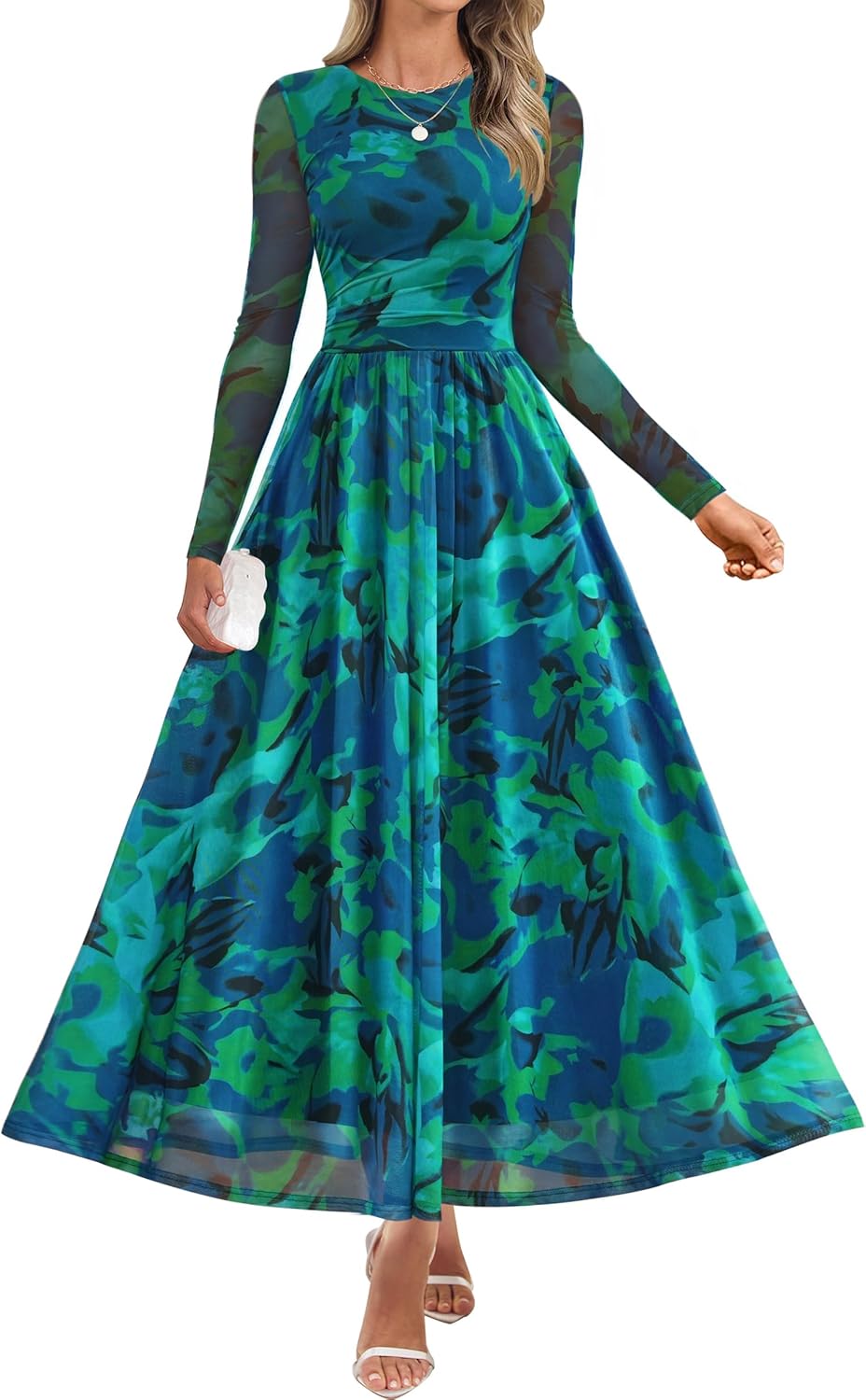 ZESICA Women's Floral Print Maxi Dress for Fall 2025 Events