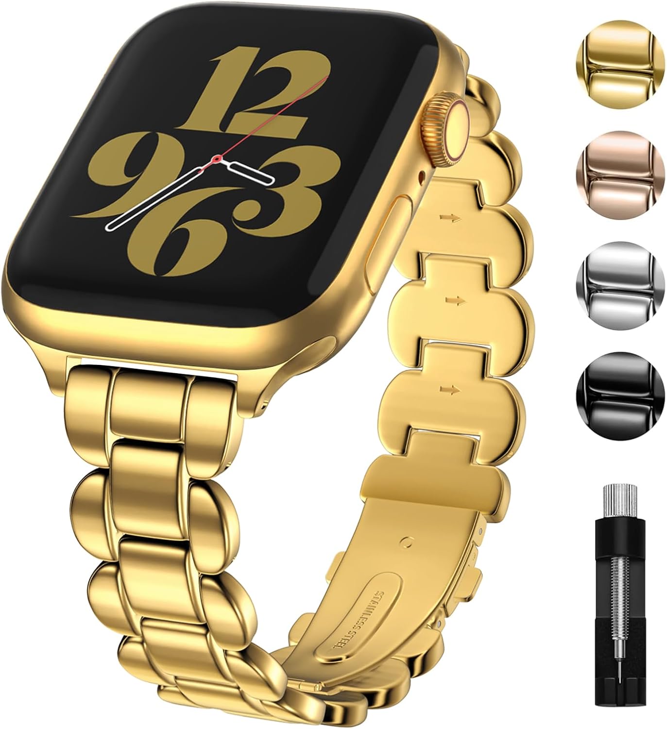 Fullmosa Gold Metal Band for Apple Watch - Stylish & Secure Fit