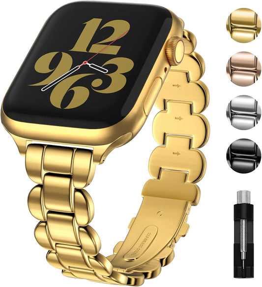 Fullmosa Gold Metal Band for Apple Watch - Stylish & Secure Fit