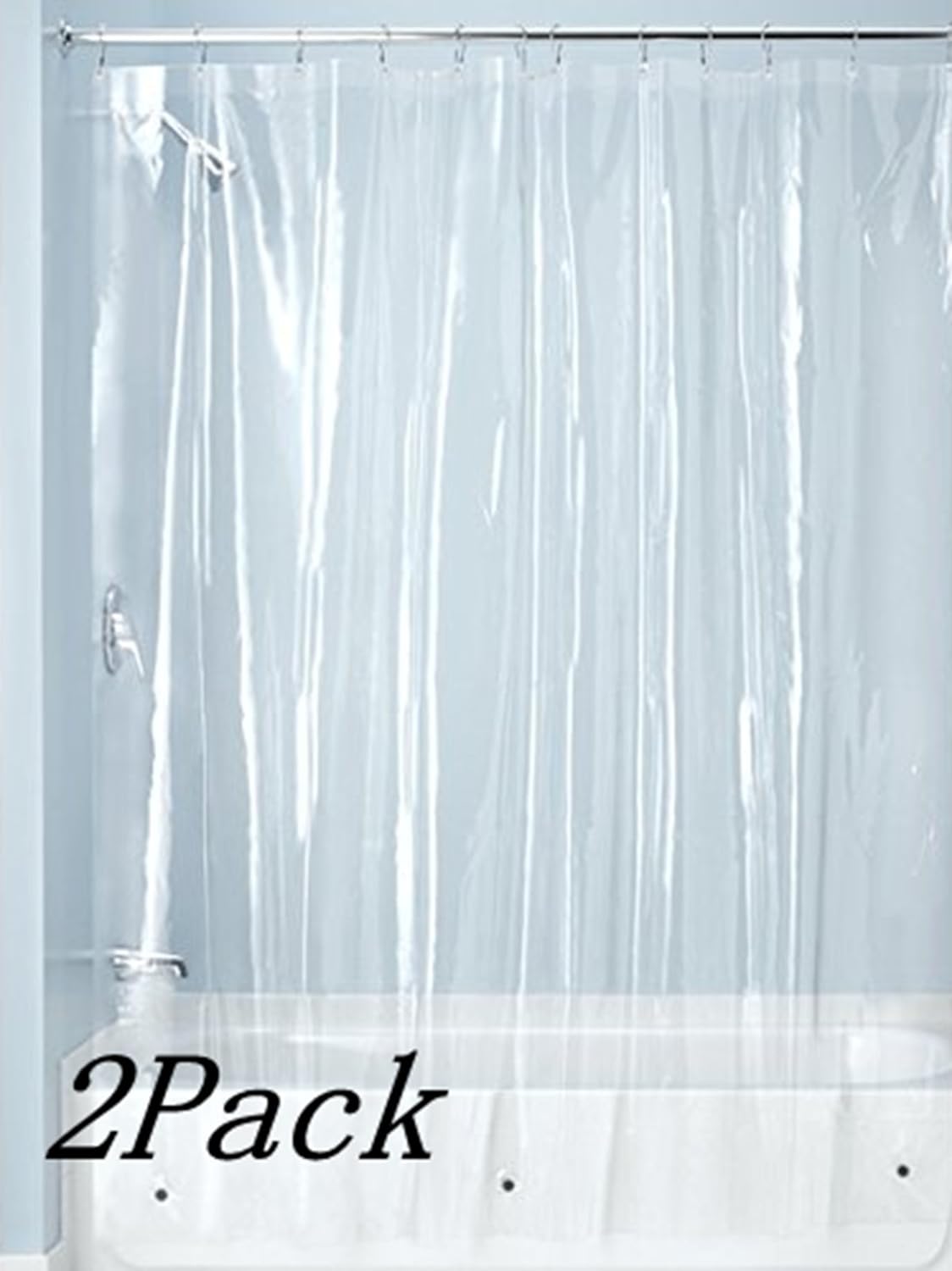 Waterproof PEVA Shower Curtain Liner x2 Set - Clear
