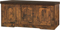 Rustic Brown Shoe Bench with Doors and Cushion - 6-Cubby Storage