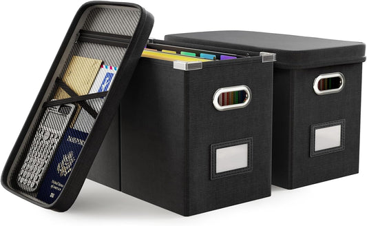 Oterri File Organizer Box with Lid for Efficient Document Storage