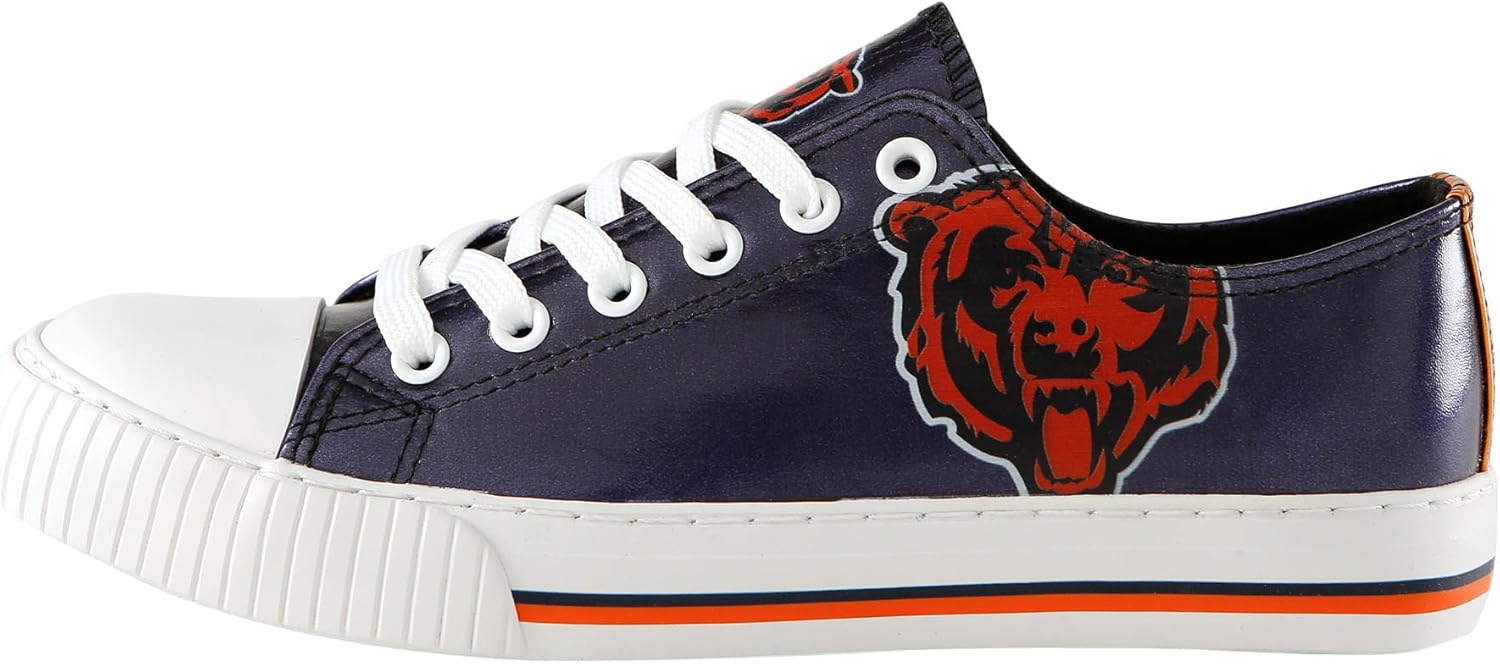 FOCO Women's NFL Team Logo Metallic Low Top Canvas Sneakers