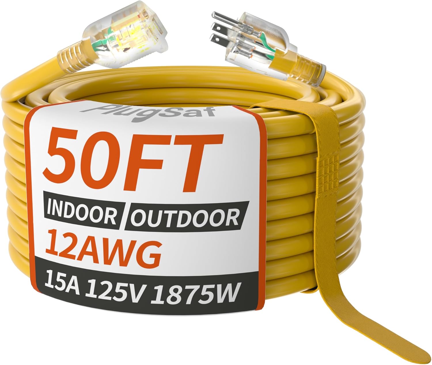 50ft 12/3 Gauge Outdoor Extension Cord with Lighted Indicator