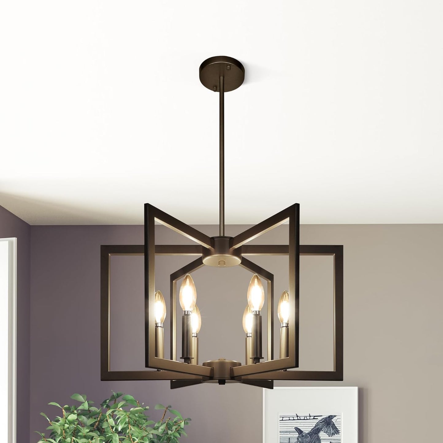 6-Light Modern Farmhouse Black Chandeliers for Entryway Style
