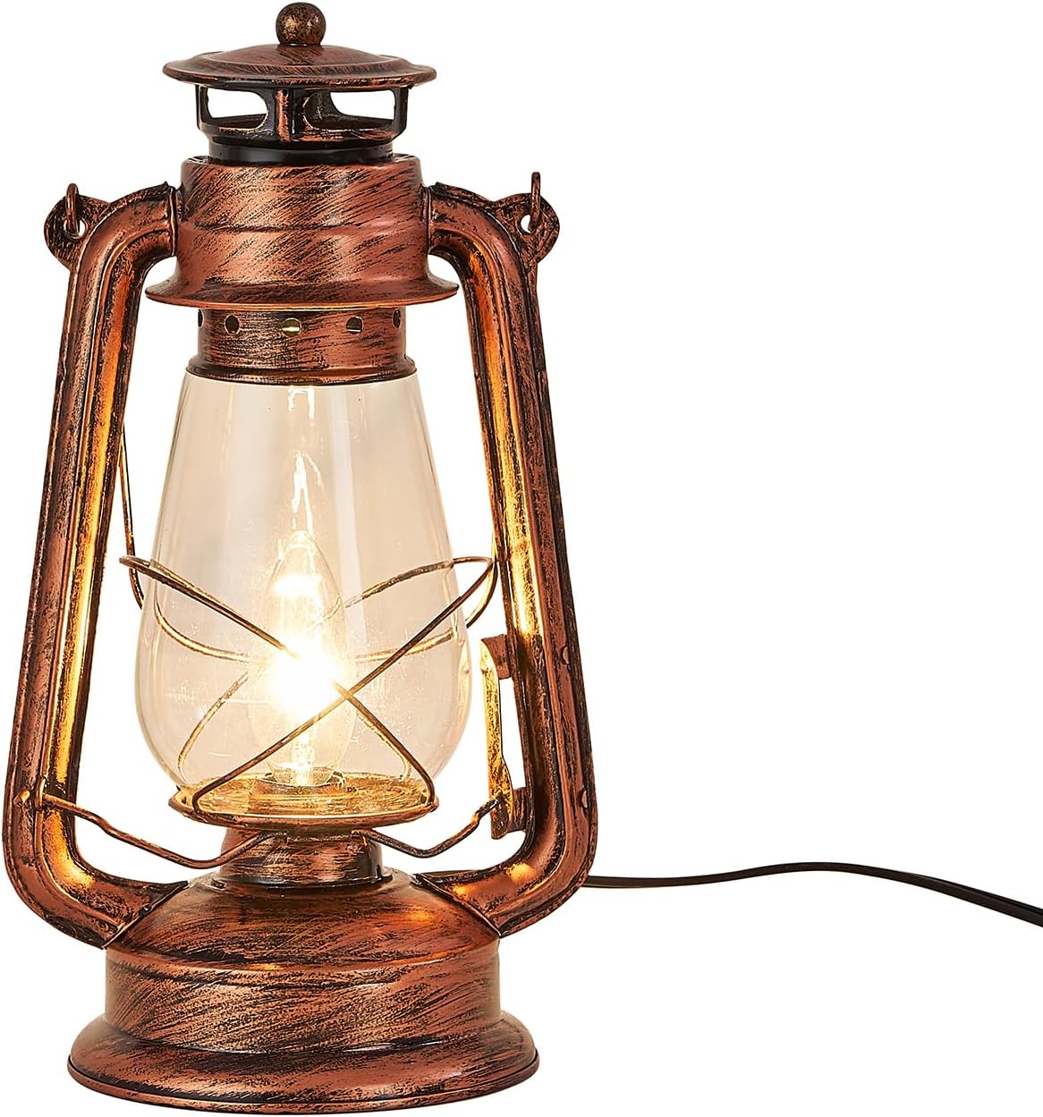 NOXARTE Rustic Lantern Table Lamp for Vintage Home Decor