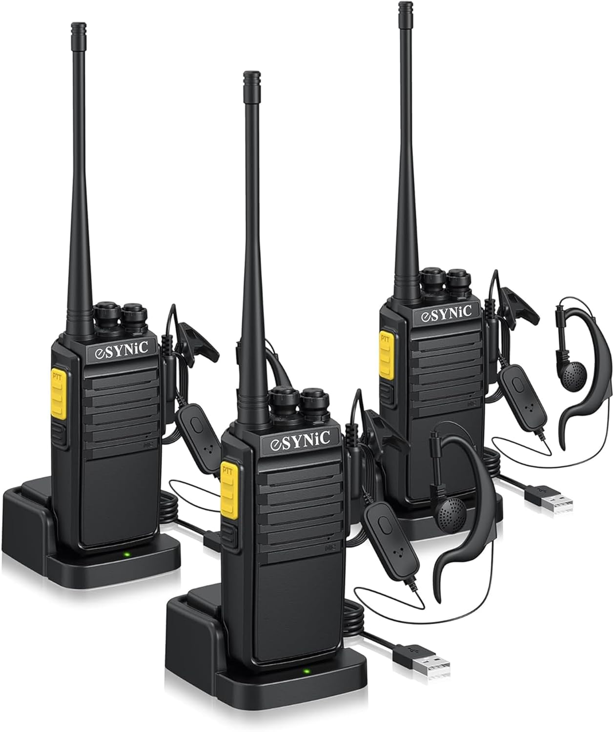 eSynic Walkie Talkies 3-Pack - Long Range 16CH Digital Radios
