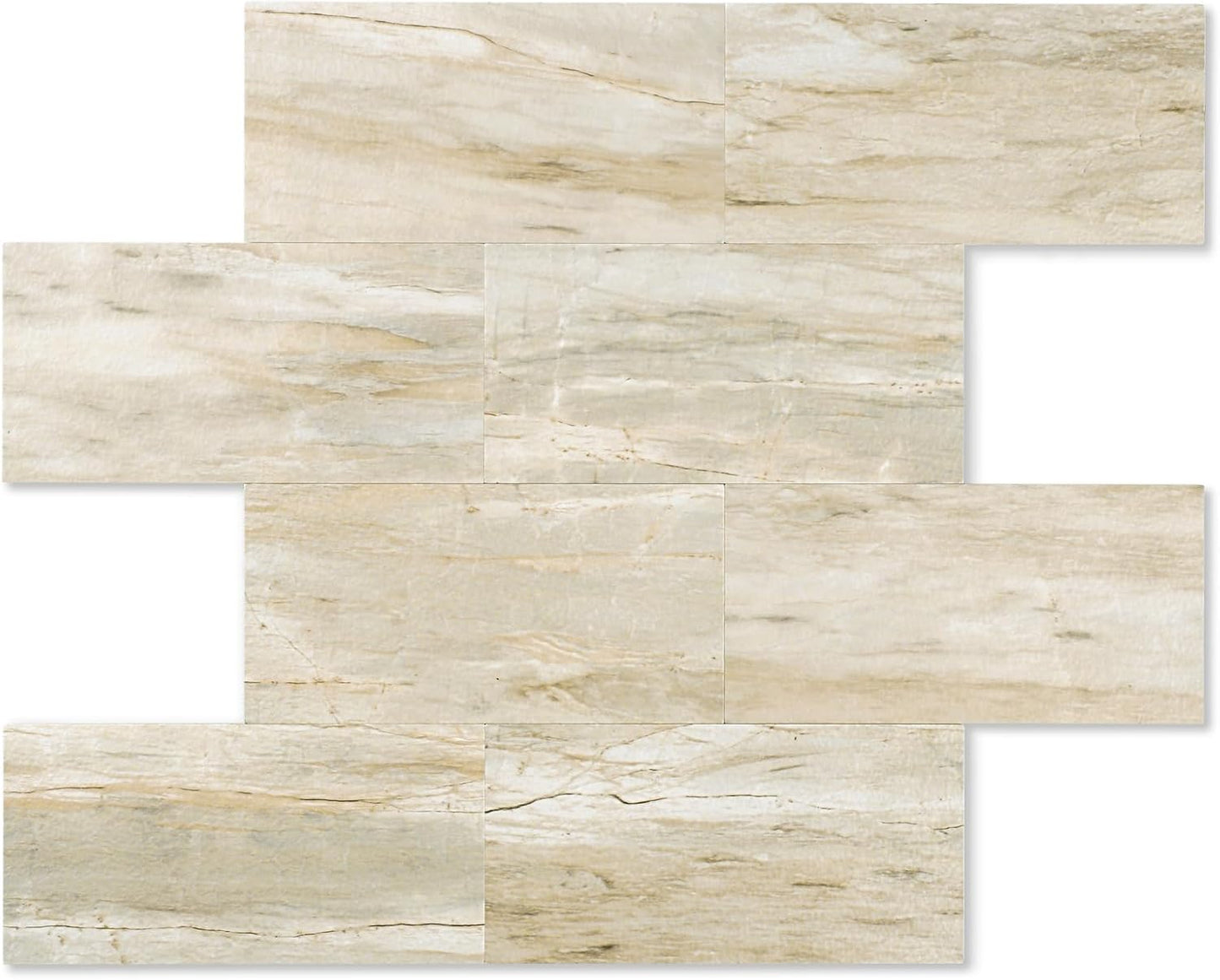 10 Sheets Warm Beige PVC Subway Tiles for Stylish Backsplash