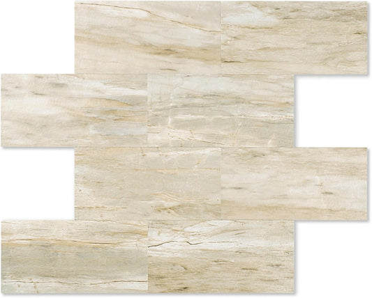 10 Sheets Warm Beige PVC Subway Tiles for Stylish Backsplash
