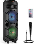 TWS PA Speaker System Karaoke Machine Set - Portable Dual 8ft Speakers