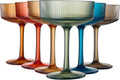 Set of 6 Shatterproof Vintage Cocktail Glasses | 8 oz Ripple Glassware