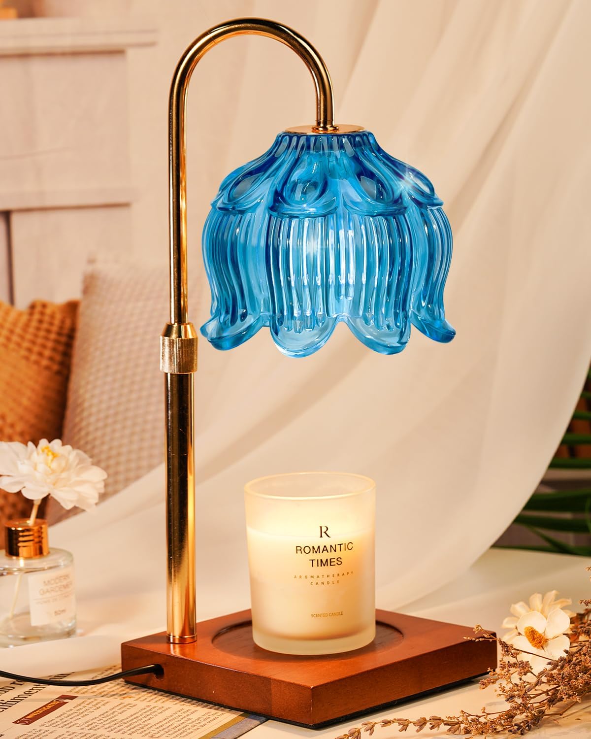 Flower Candle Warmer Lamp with Timer for Cozy Home Decor