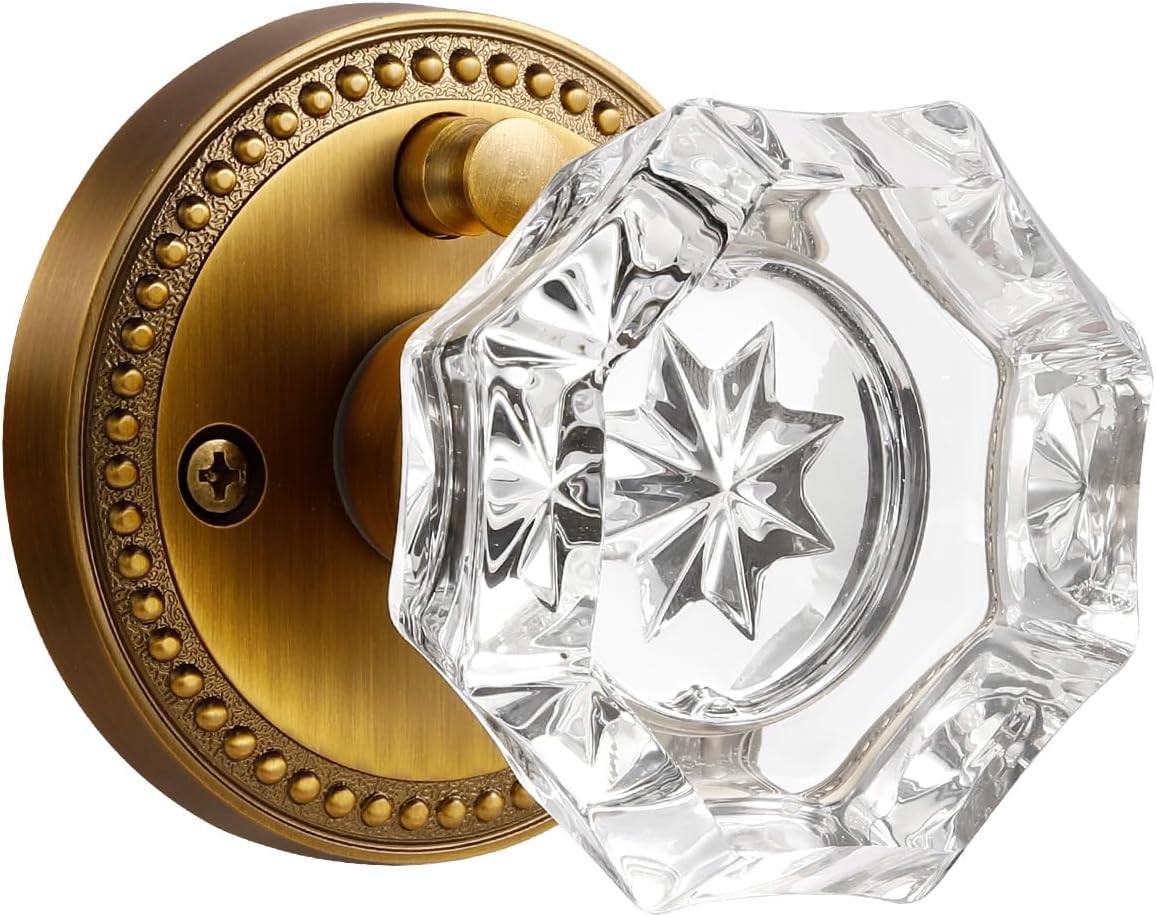 Antique Brass Door Knobs with Crystal for Privacy and Style
