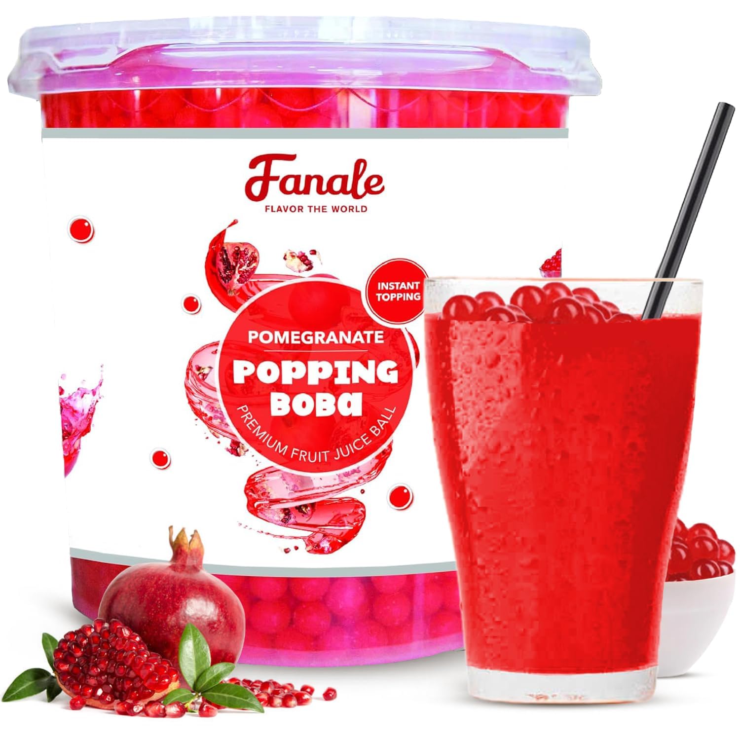 Pomegranate Popping Boba Pearls for Bubble Tea and Desserts