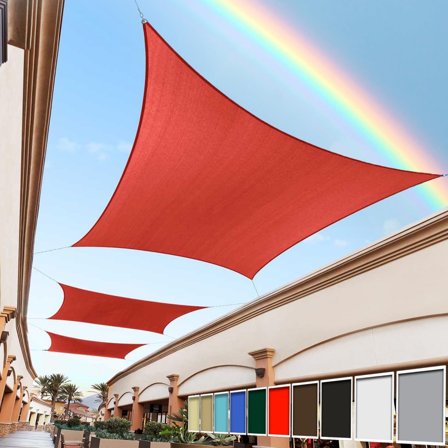 Royal Shade 17ft x 19ft Red Custom Size Sun Shade Sail Canopy