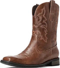 Suokdil Cowboy Boots for Men - Retro Short Western Ankle Boots