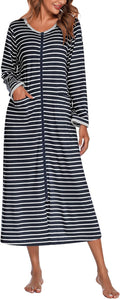 Ekouaer Women Long House Coat Zipper Front Robes Full Length Women's