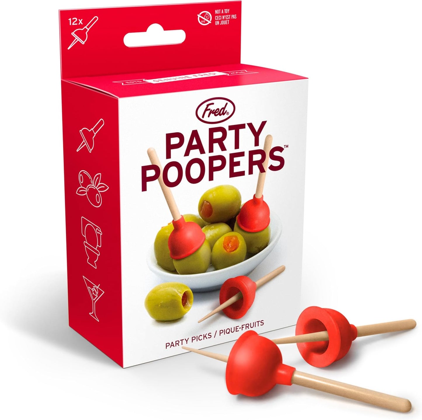 Fred PARTY POOPERS Plunger Cocktail Picks - 12 Picks