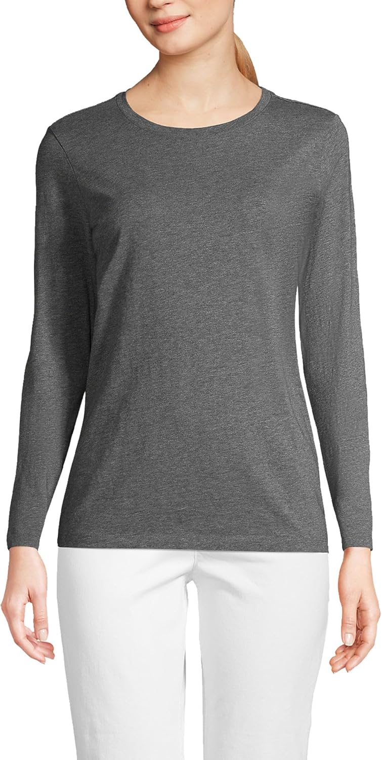 Relaxed Supima Cotton Long Sleeve Crew Neck T-Shirt for Women