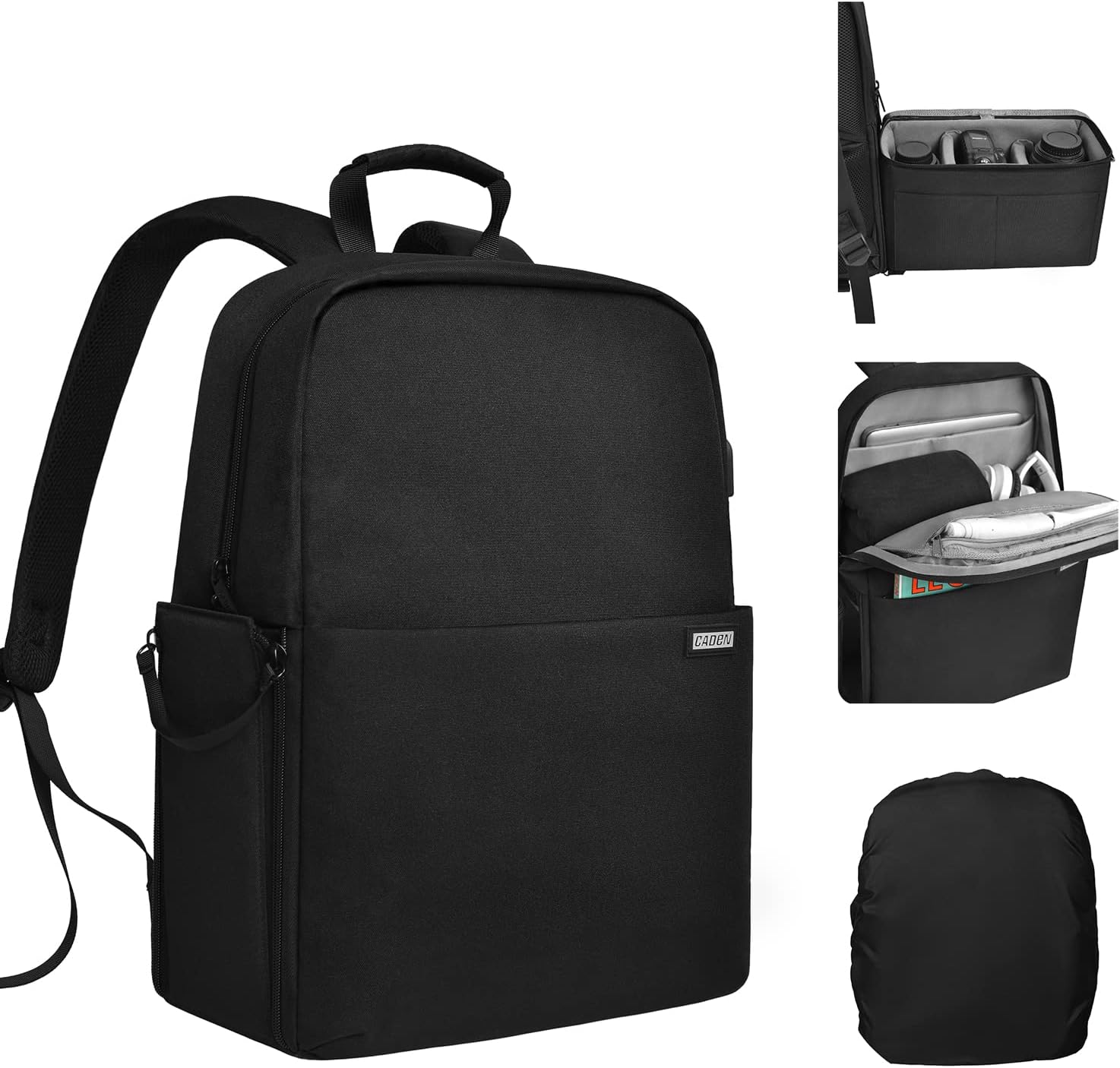 CADeN Camera Backpack with 15.6in Laptop Compartment and USB Port