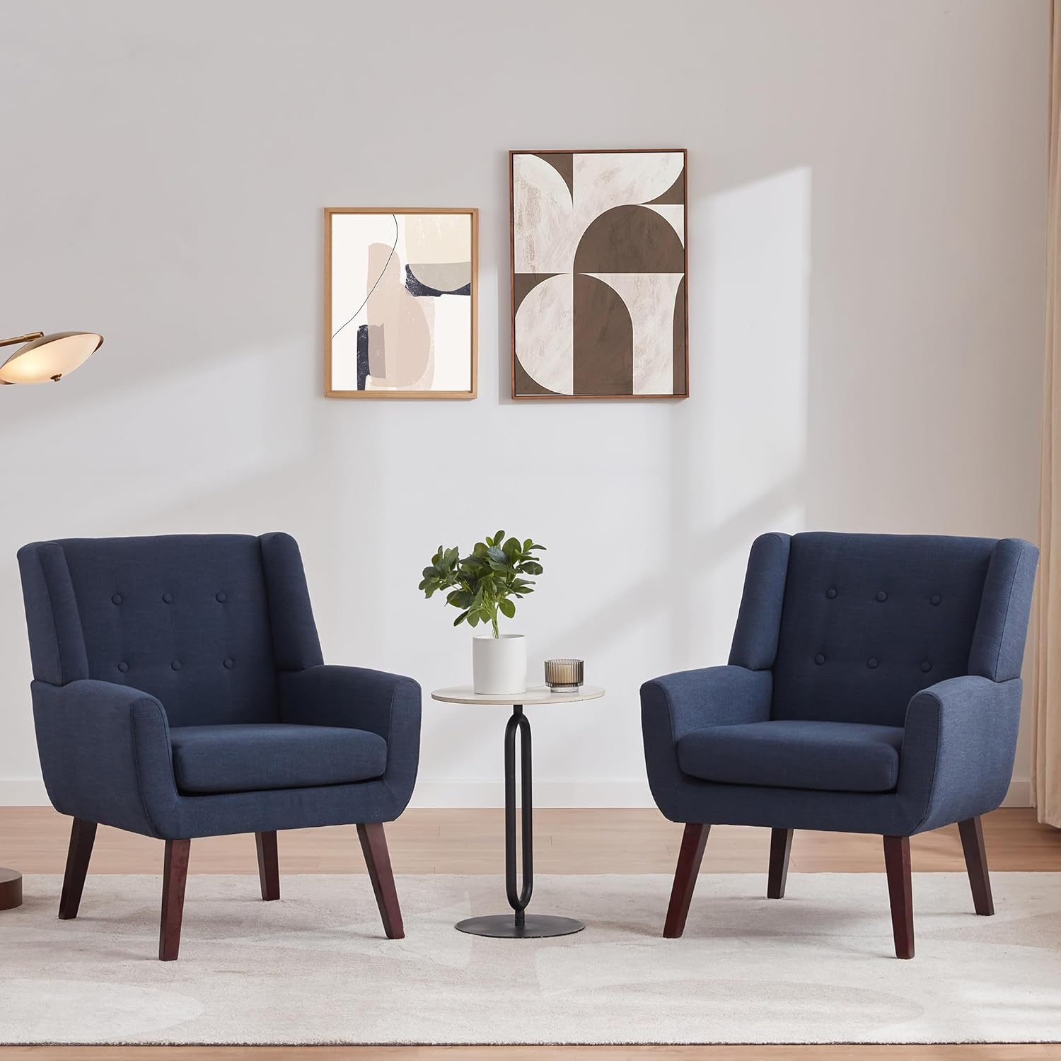 Set of 2 Dark Blue Accent Chairs by HUIMO