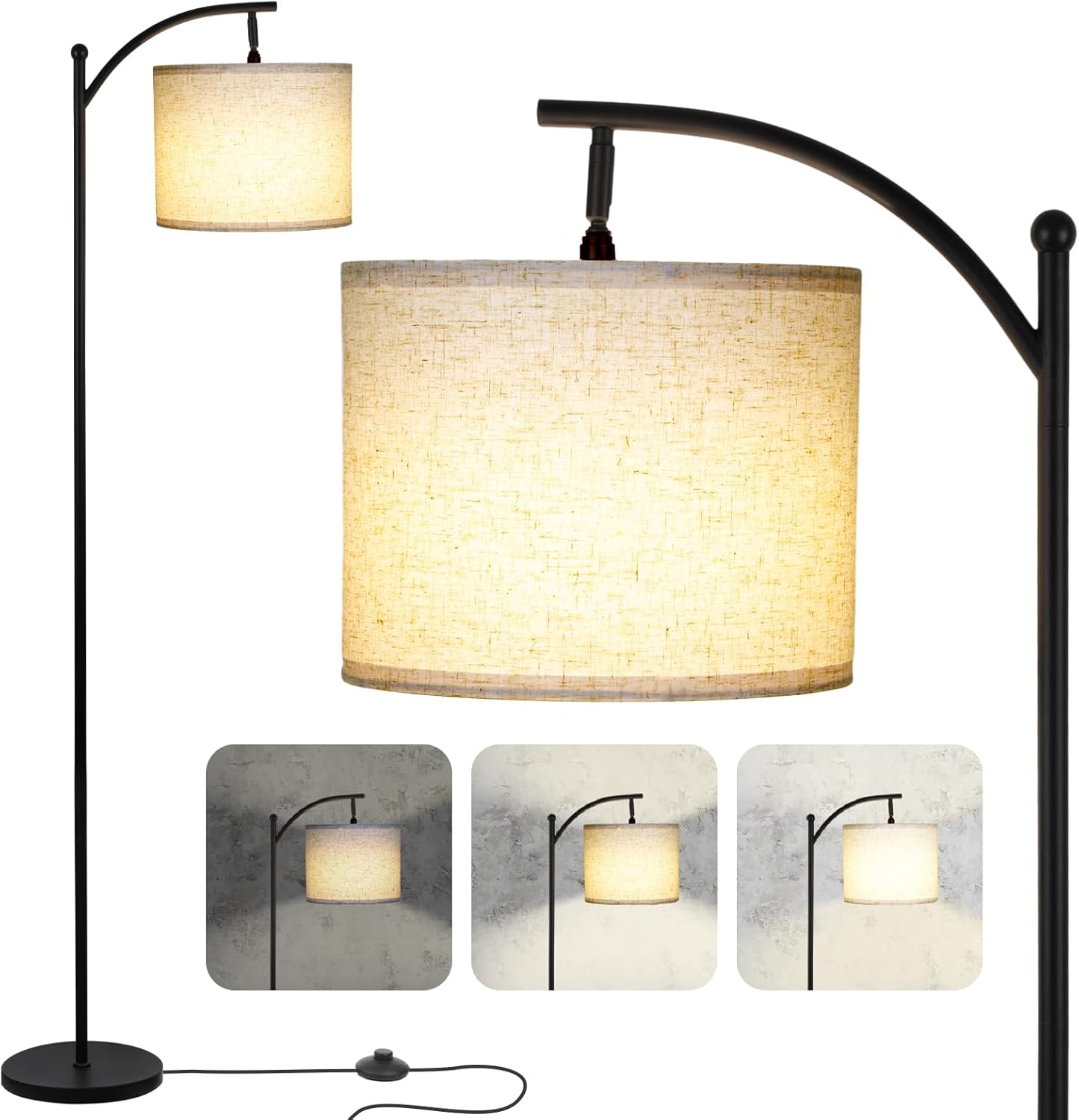 Modern 3-Ways Dimmable Floor Lamp for Living Room and Office