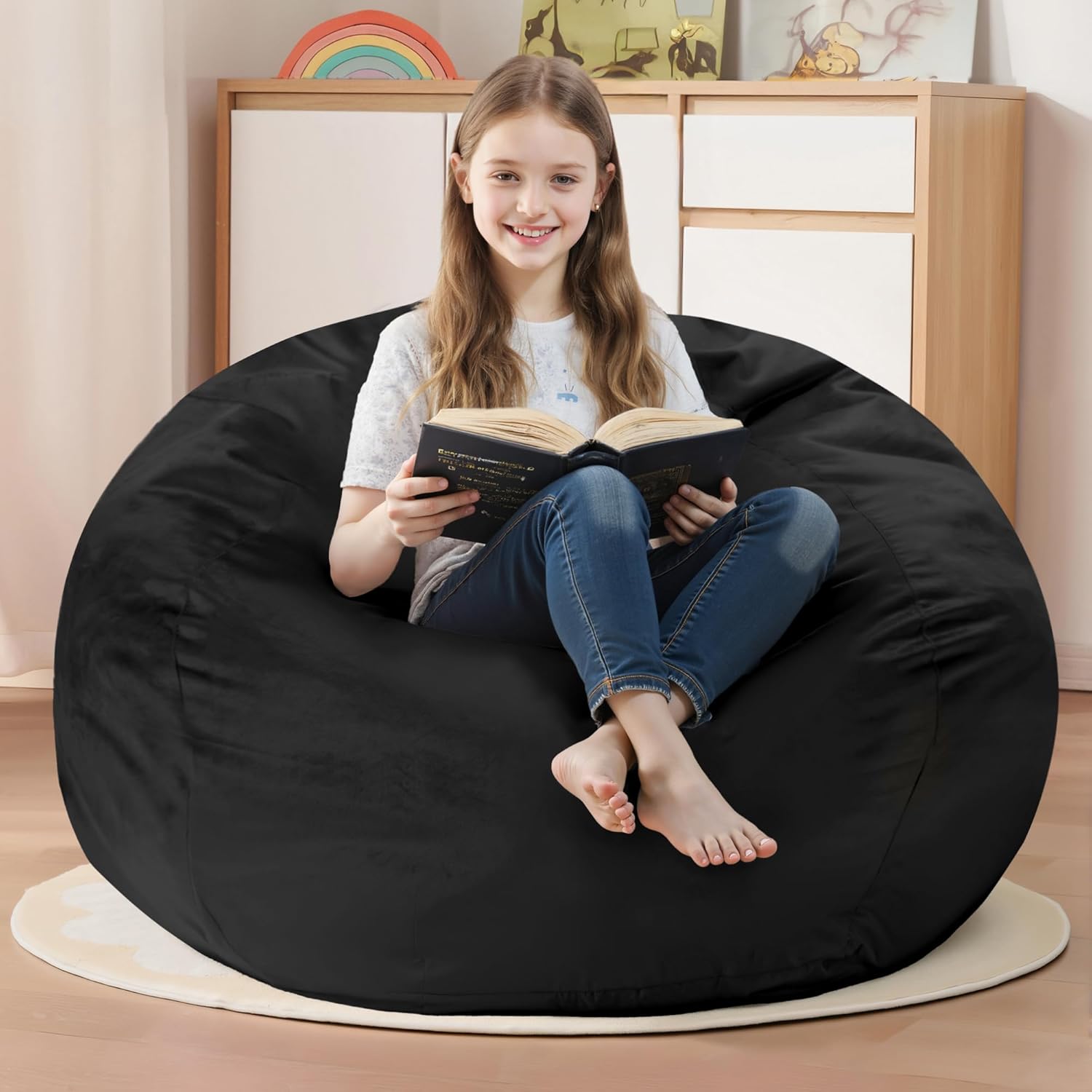 Homguava 2FT Bean Bag Chair: Comfy Memory Foam Filled Sofa