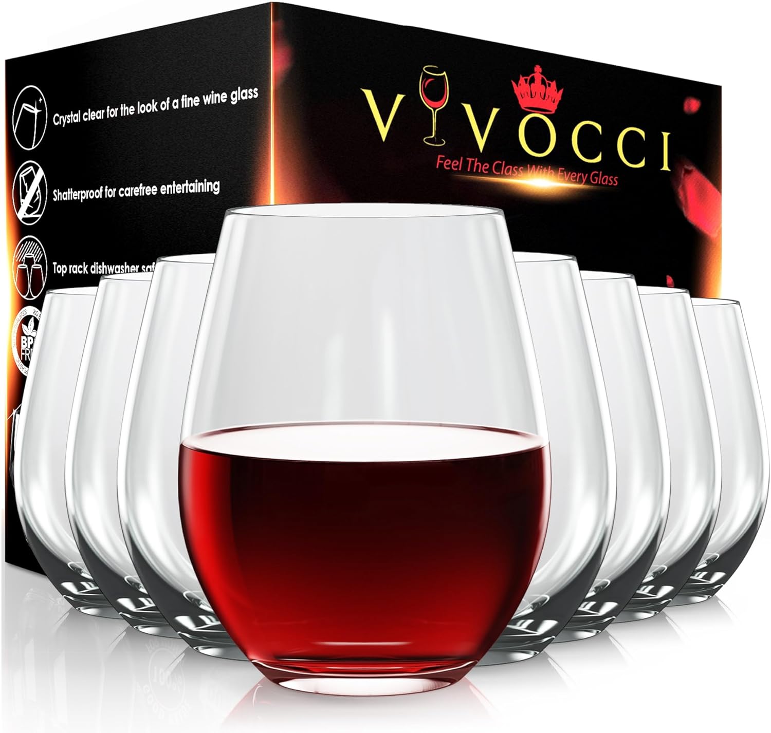 Unbreakable Plastic Stemless Wine Glasses for Outdoor Use