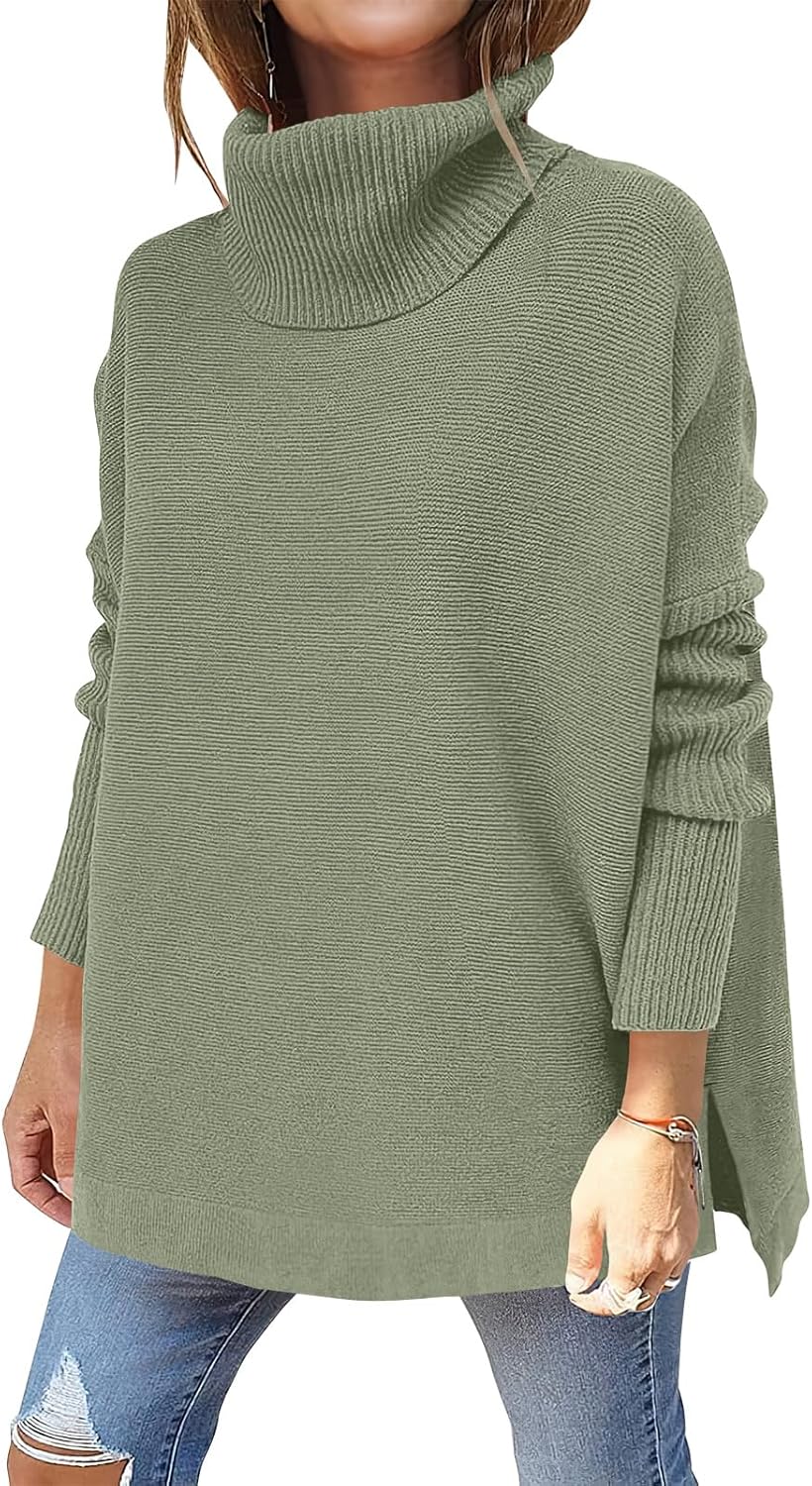 Oversized Turtleneck Batwing Sleeve Sweater for Fall Fashion