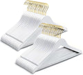 Solid Wood Suit Coat Hangers 30 Pack - White Finish, Gold Hook