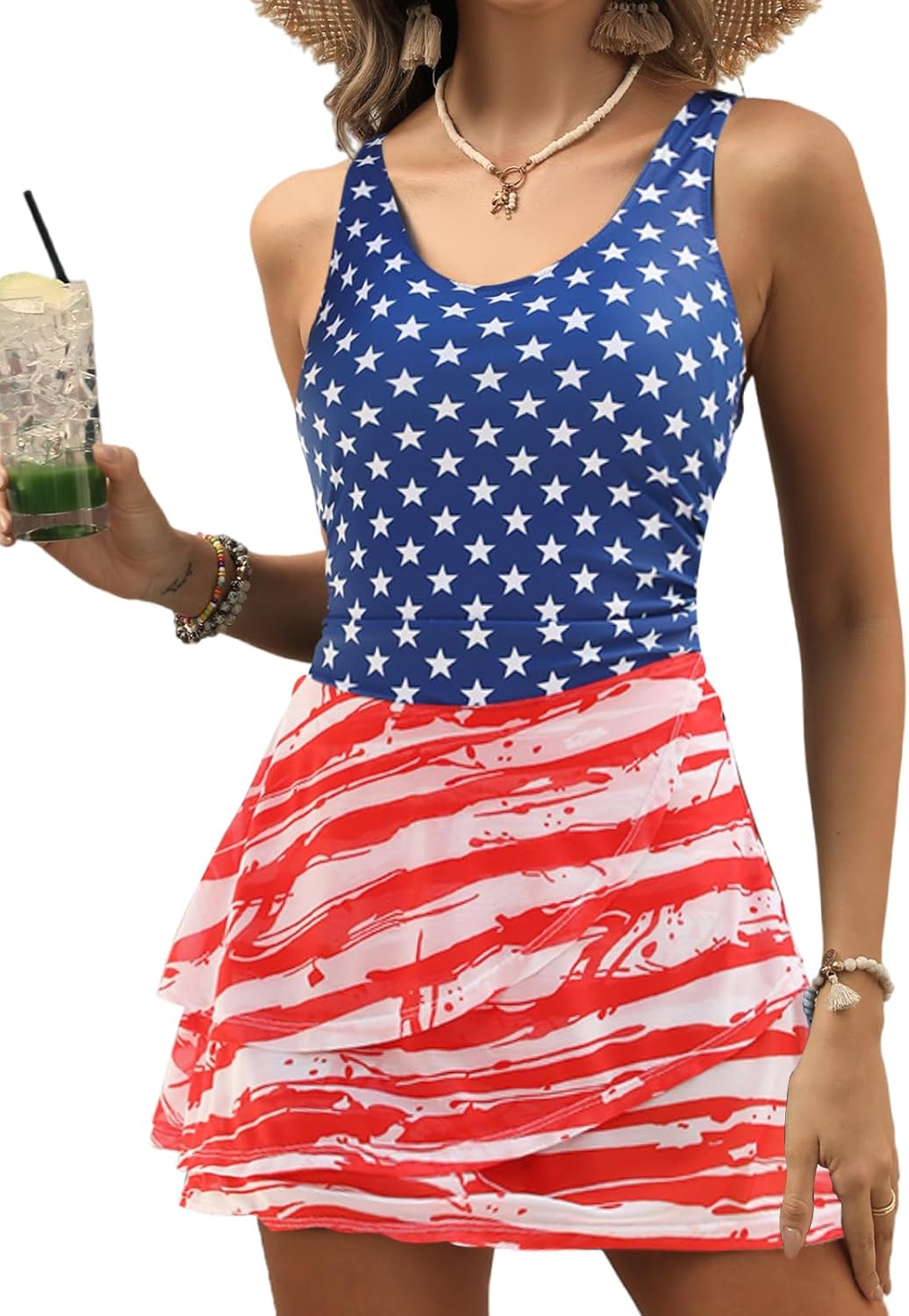VIMPUNEC Women One Piece Swim Dress for Tummy Control Style